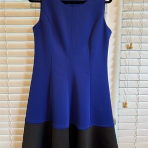 Calvin Klein Blue & Black Scuba Fit & Flare Dress | Size 12